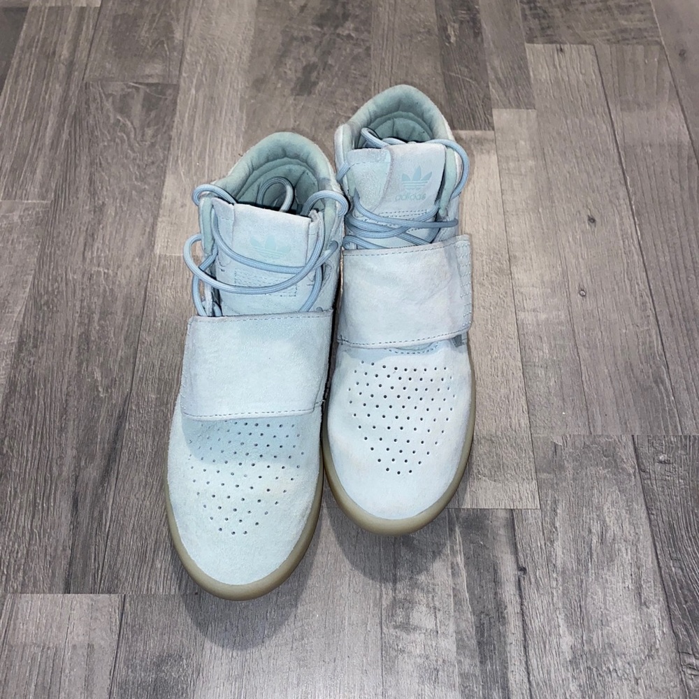 Mint blue adidas with Velcro strap
